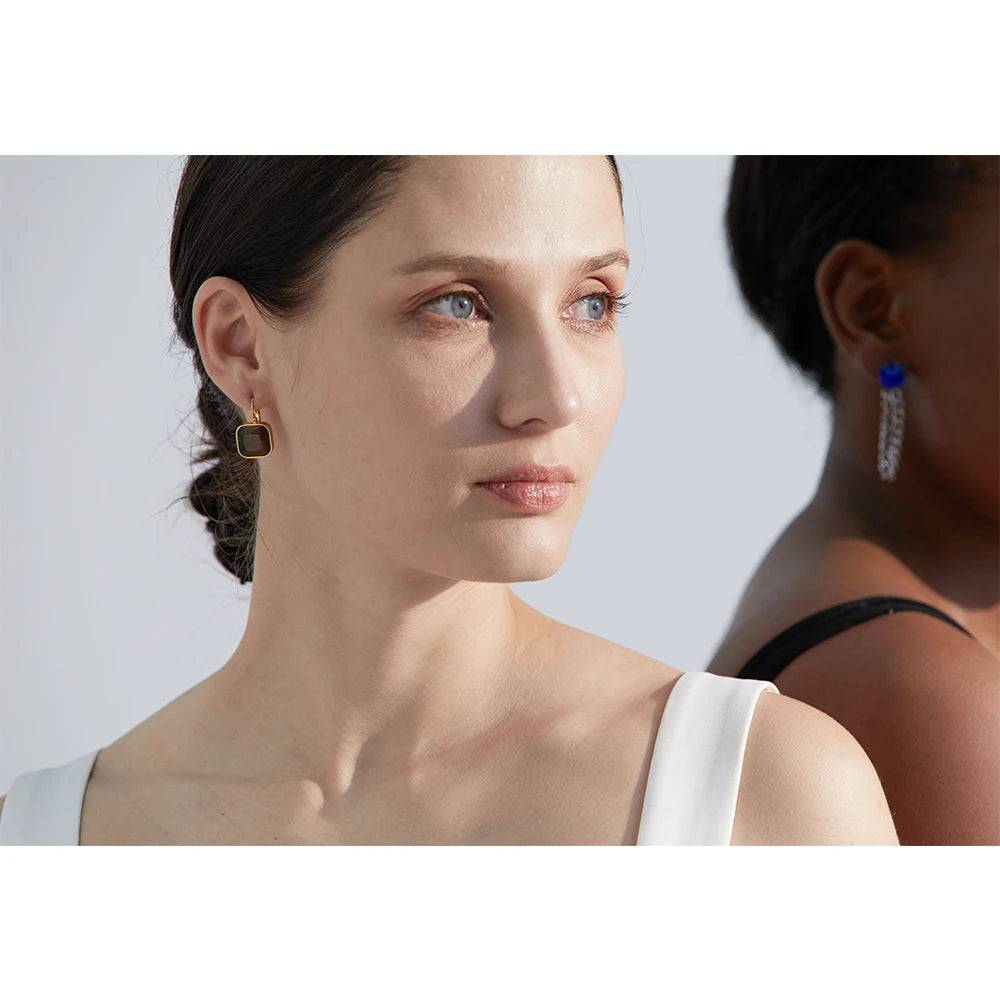 Square Gold Drop Earrings Margot