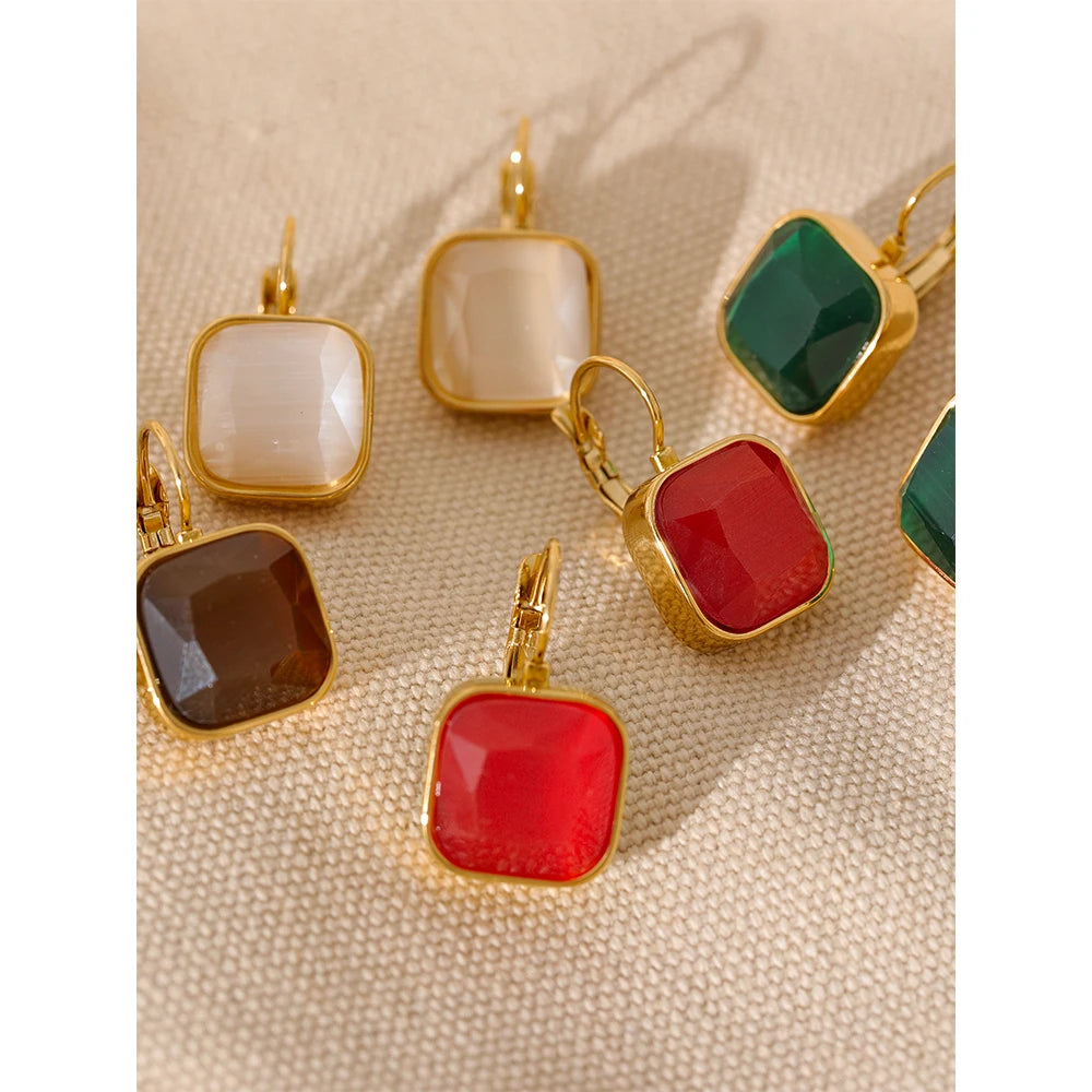 Square Gold Drop Earrings Margot