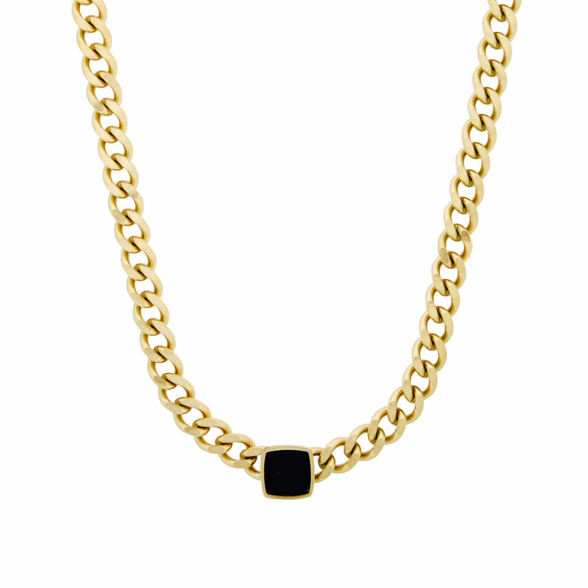 Square Onyx Gold Necklace Margot