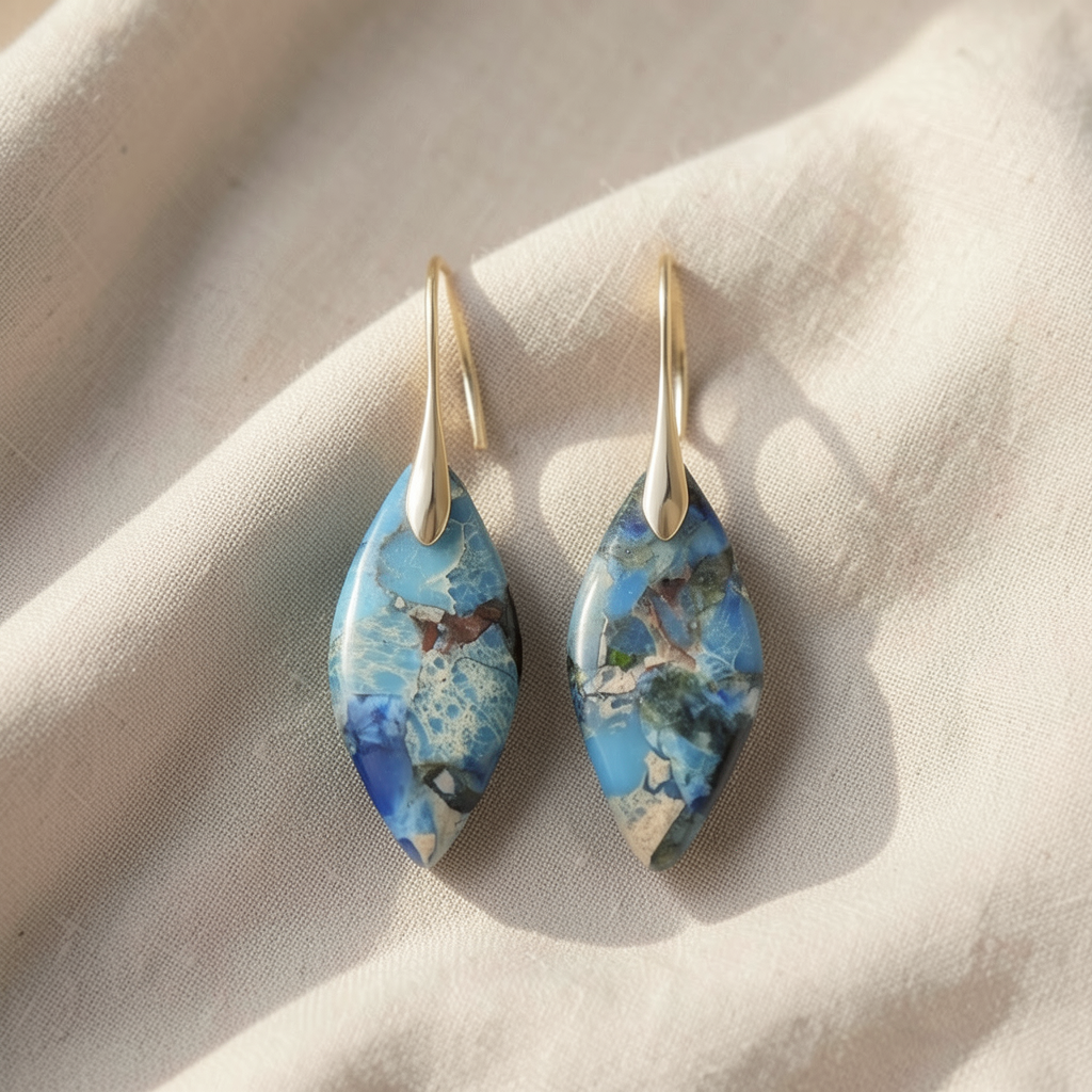 Teardrop Natural Stone Earrings Silver Margot