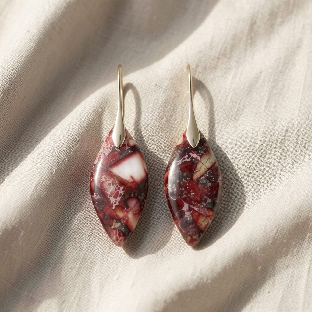 Teardrop Natural Stone Earrings Silver Margot