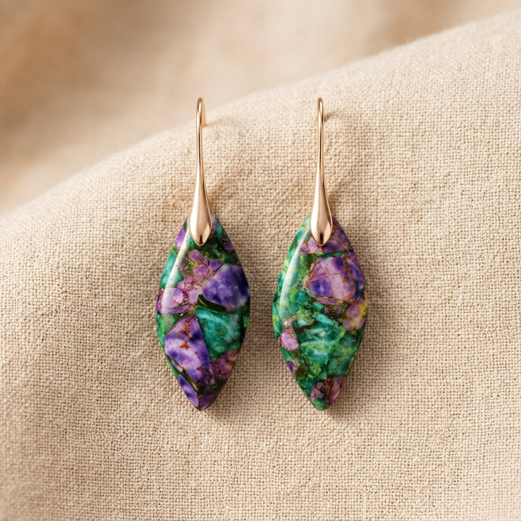 Teardrop Natural Stone Earrings Silver Margot