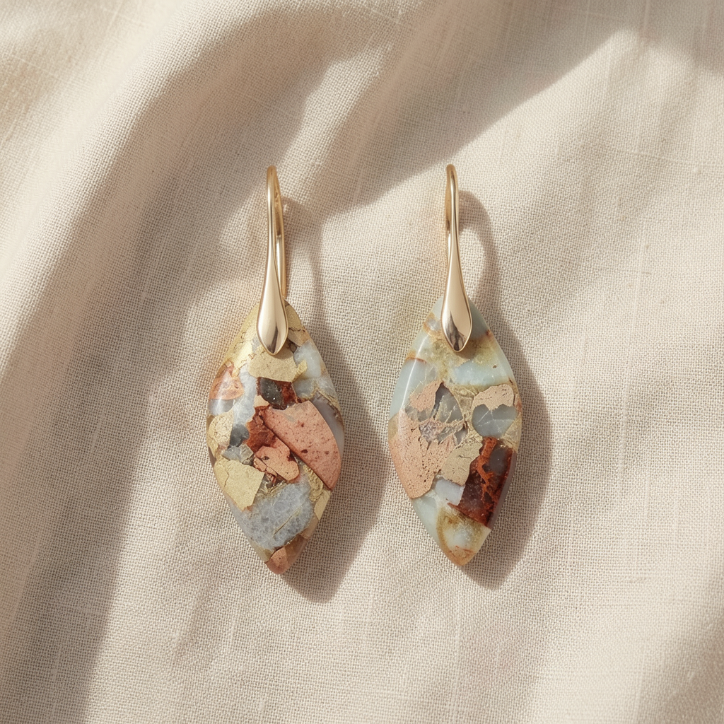 Teardrop Natural Stone Earrings Silver Margot