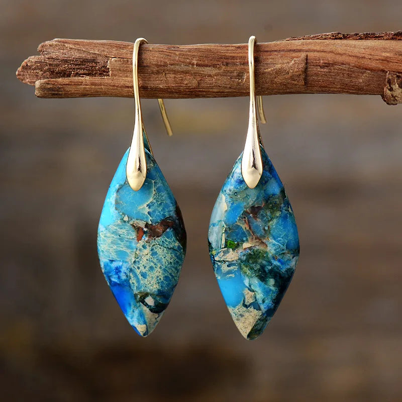 Teardrop Natural Stone Earrings Silver Margot