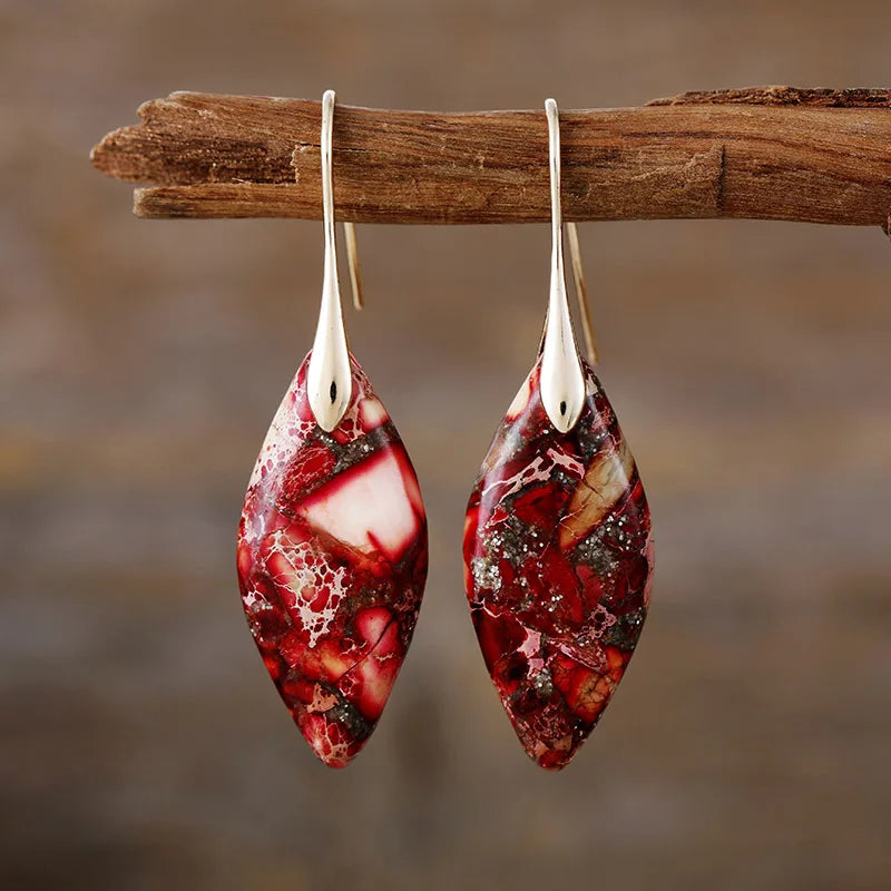 Teardrop Natural Stone Earrings Silver Margot