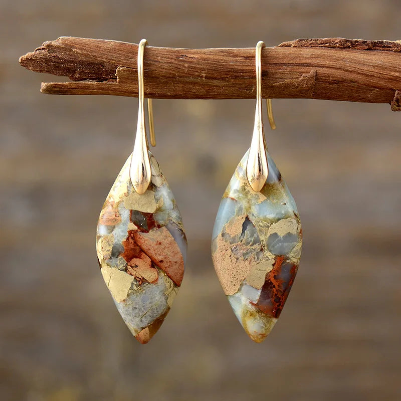Teardrop Natural Stone Earrings Silver Margot