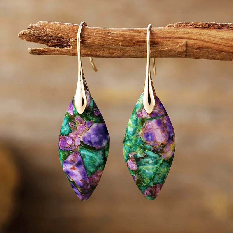 Teardrop Natural Stone Earrings Silver Margot