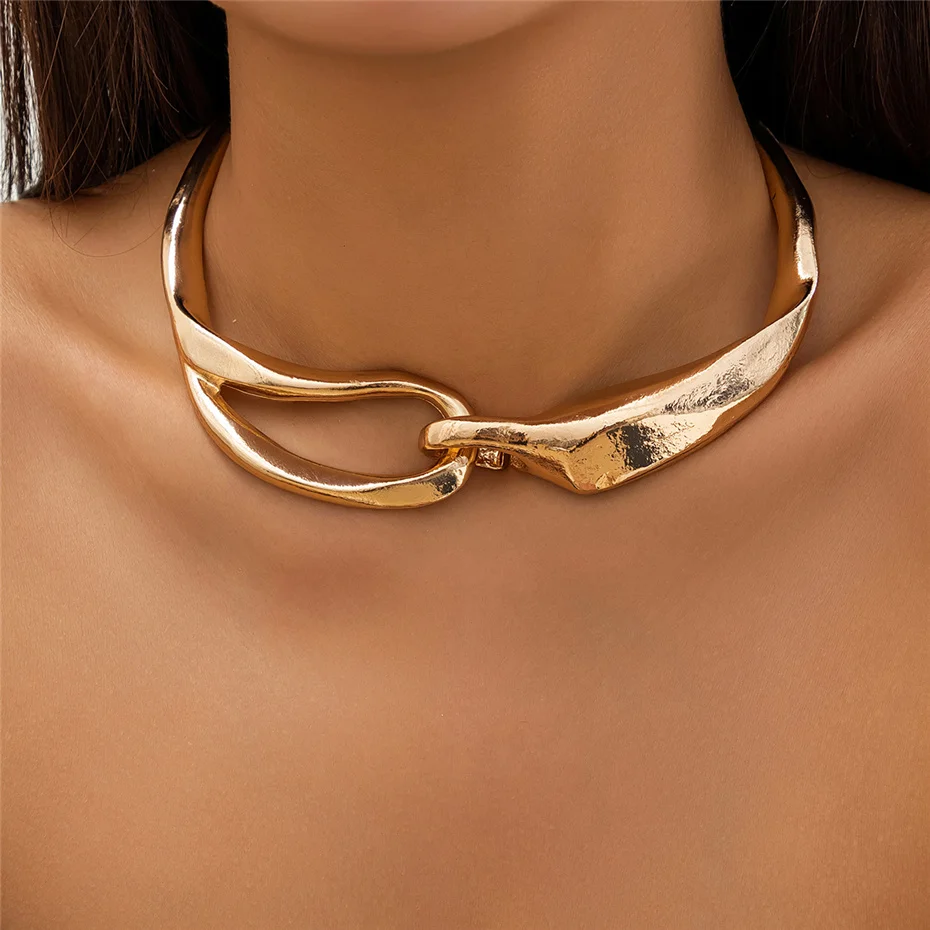 Textured Gold Choker Necklace Margot