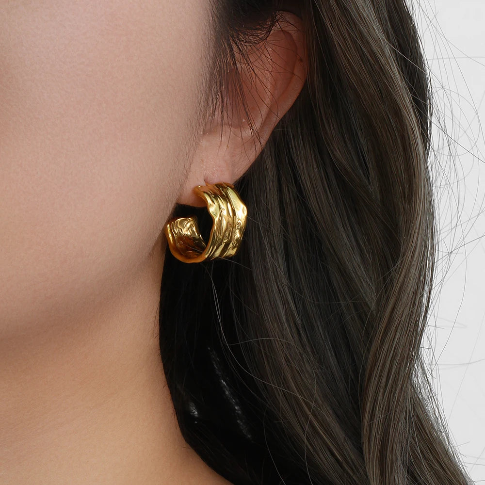 Textured Gold Hoop Earrings Margot