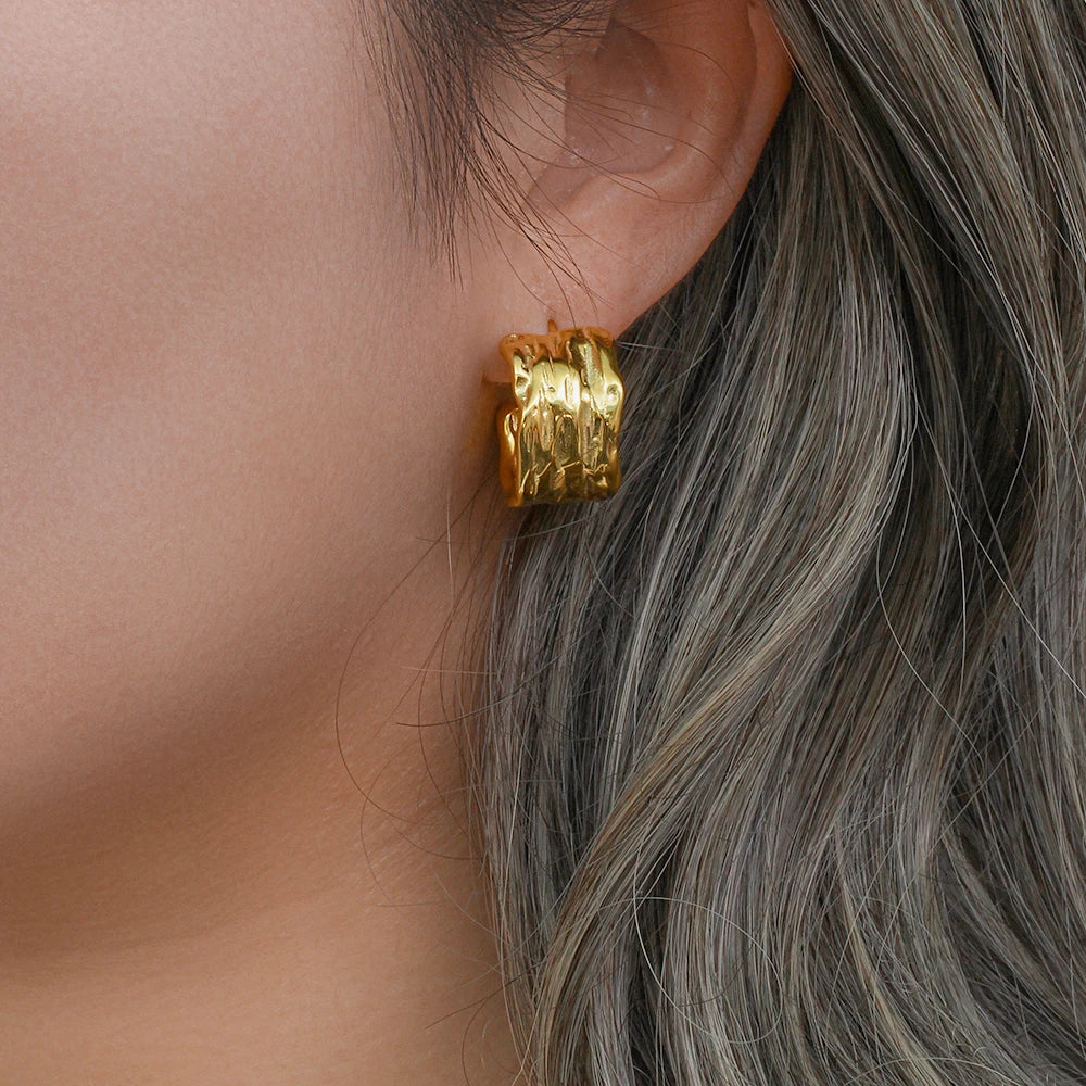 Textured Gold Hoop Earrings Margot