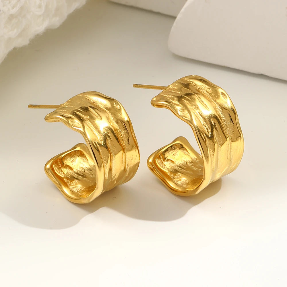 Textured Gold Hoop Earrings Margot