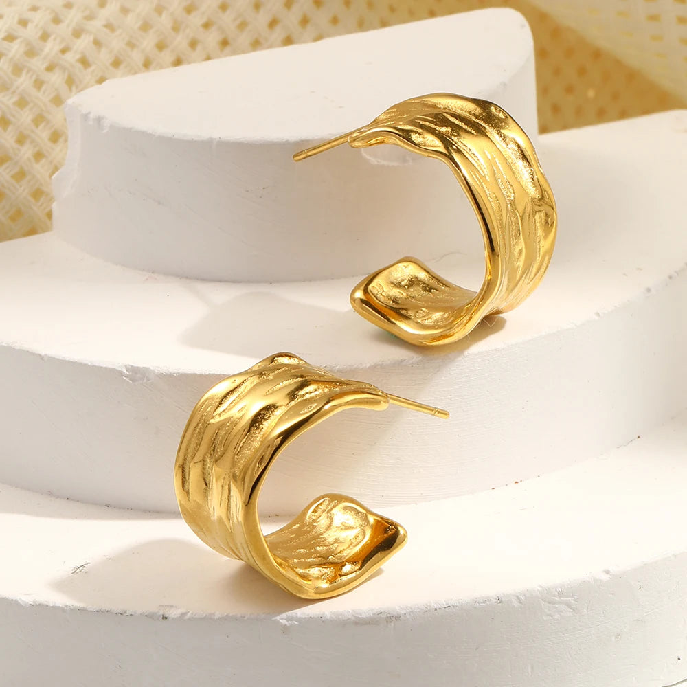 Textured Gold Hoop Earrings Margot