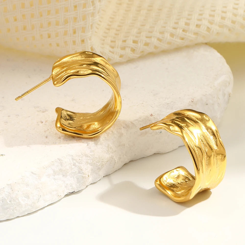 Textured Gold Hoop Earrings Margot