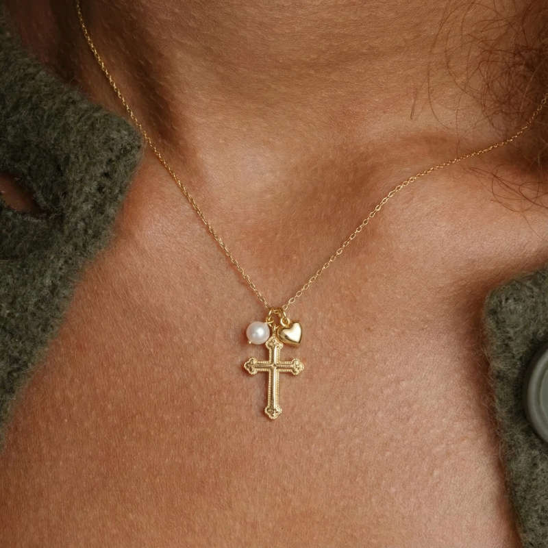 Triple Charm Gold Necklace Margot