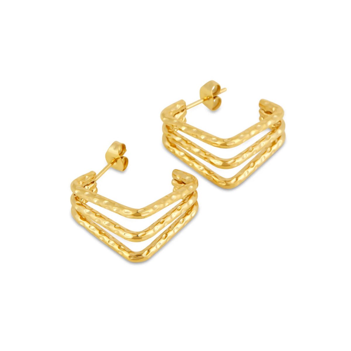 Triple Division Gold Earrings Margot