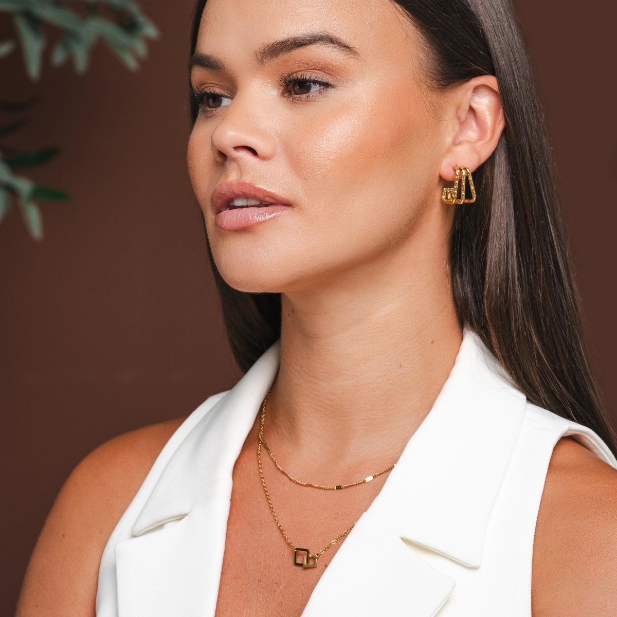 Triple Division Gold Earrings Margot