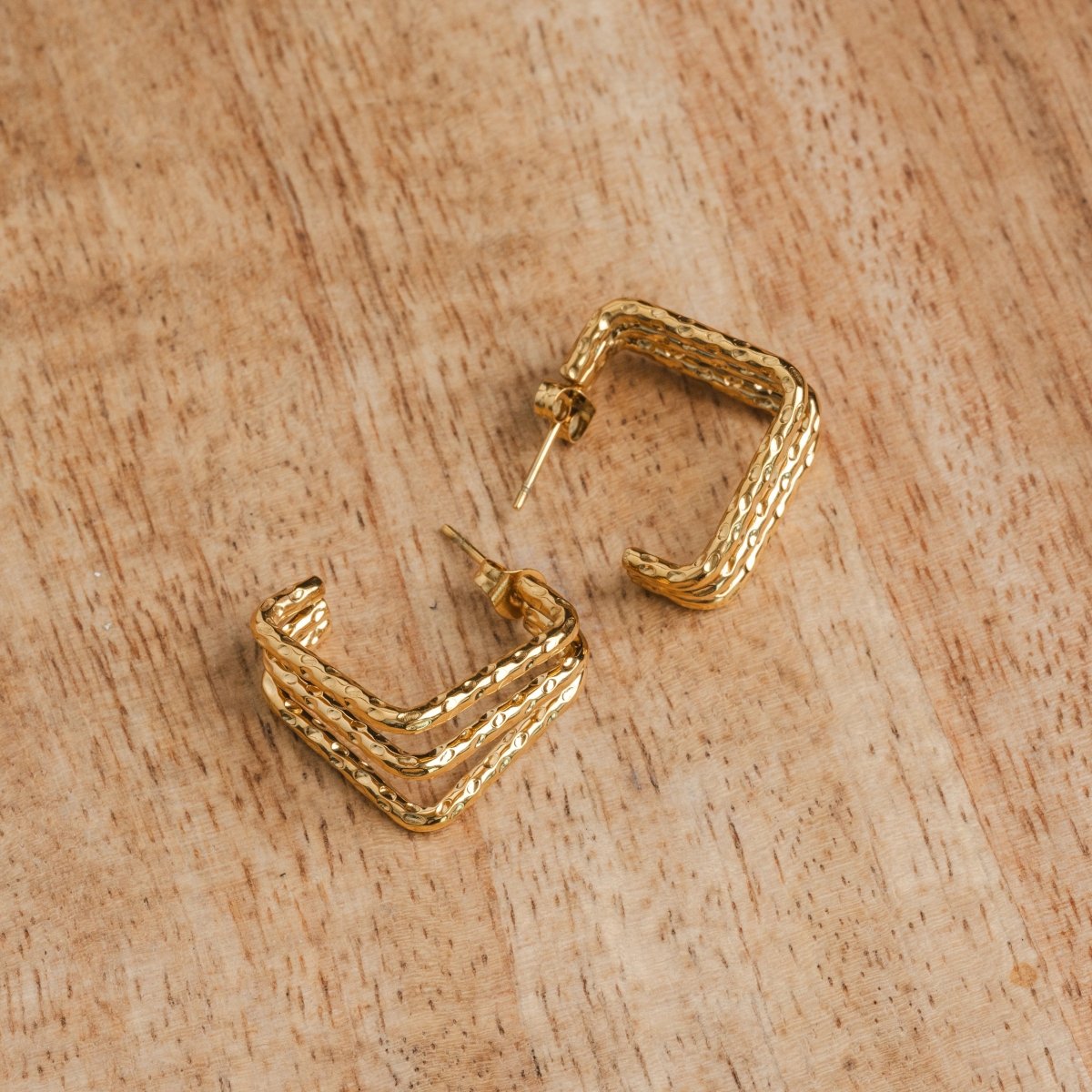 Triple Division Gold Earrings Margot