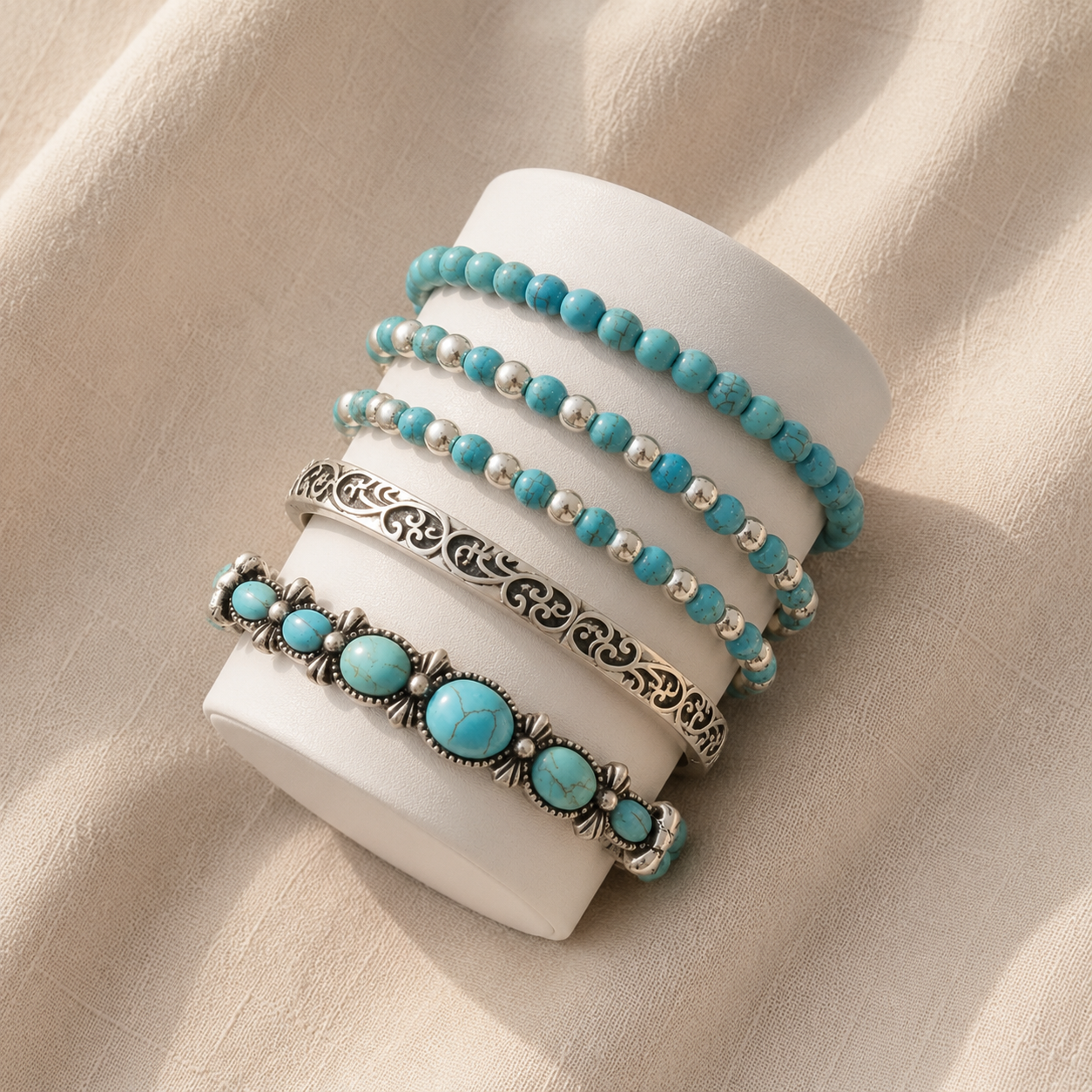 Turquoise Beaded Bracelet Set Margot