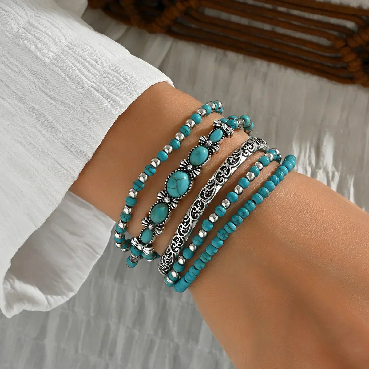 Turquoise Beaded Bracelet Set Margot