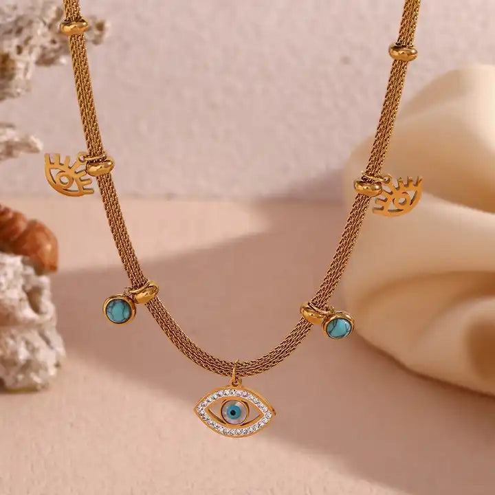 Turquoise Evil Eye Necklace Set Margot