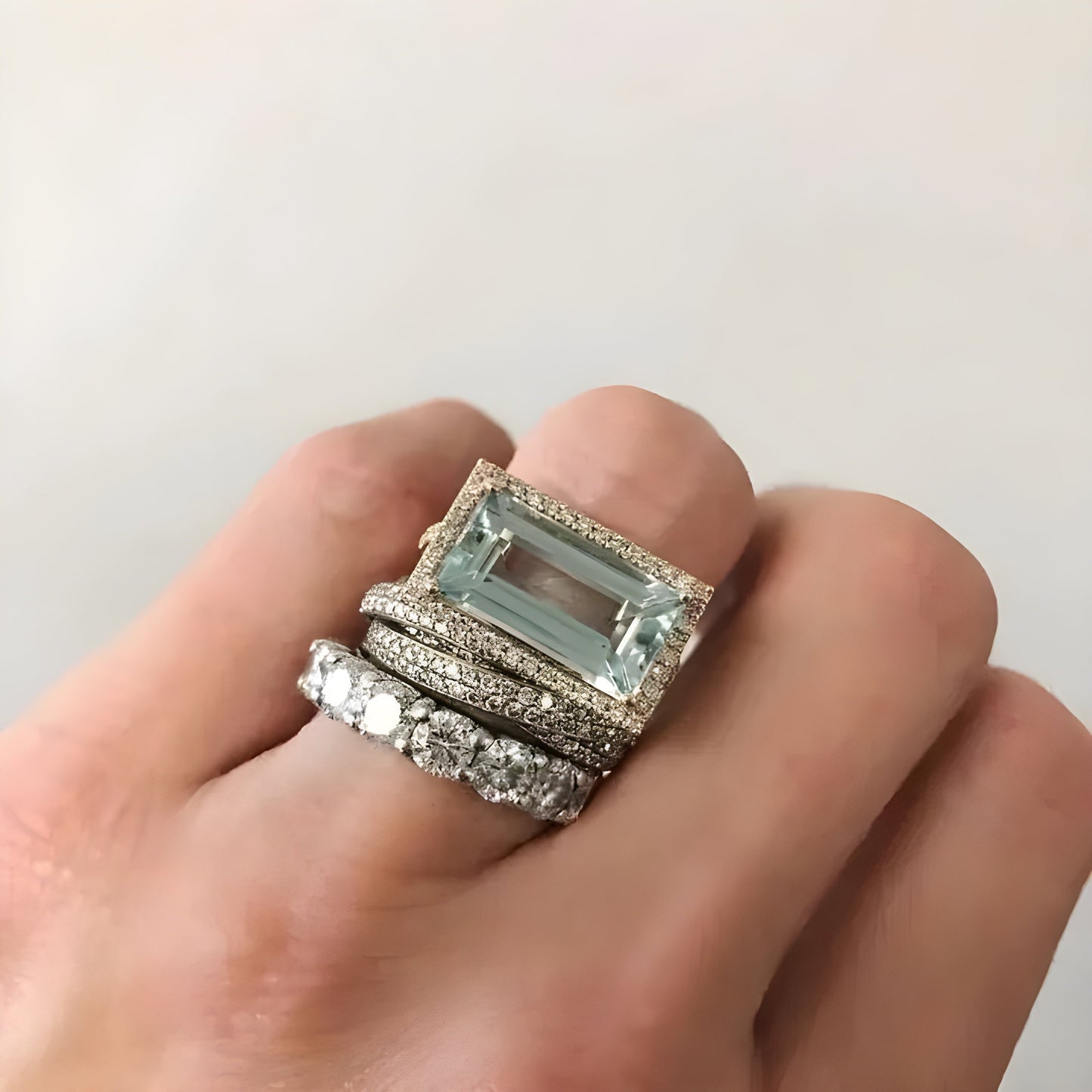 Turquoise Glass Silver Ring Margot