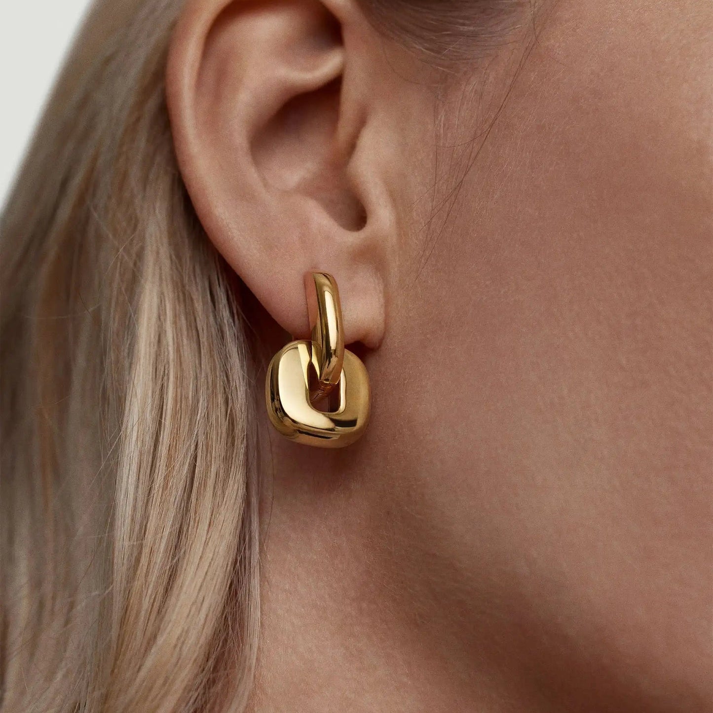 Two-Tone Oval Steel Earrings Margot