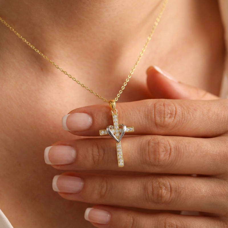 Two Tone Gold Cross Necklace Margot
