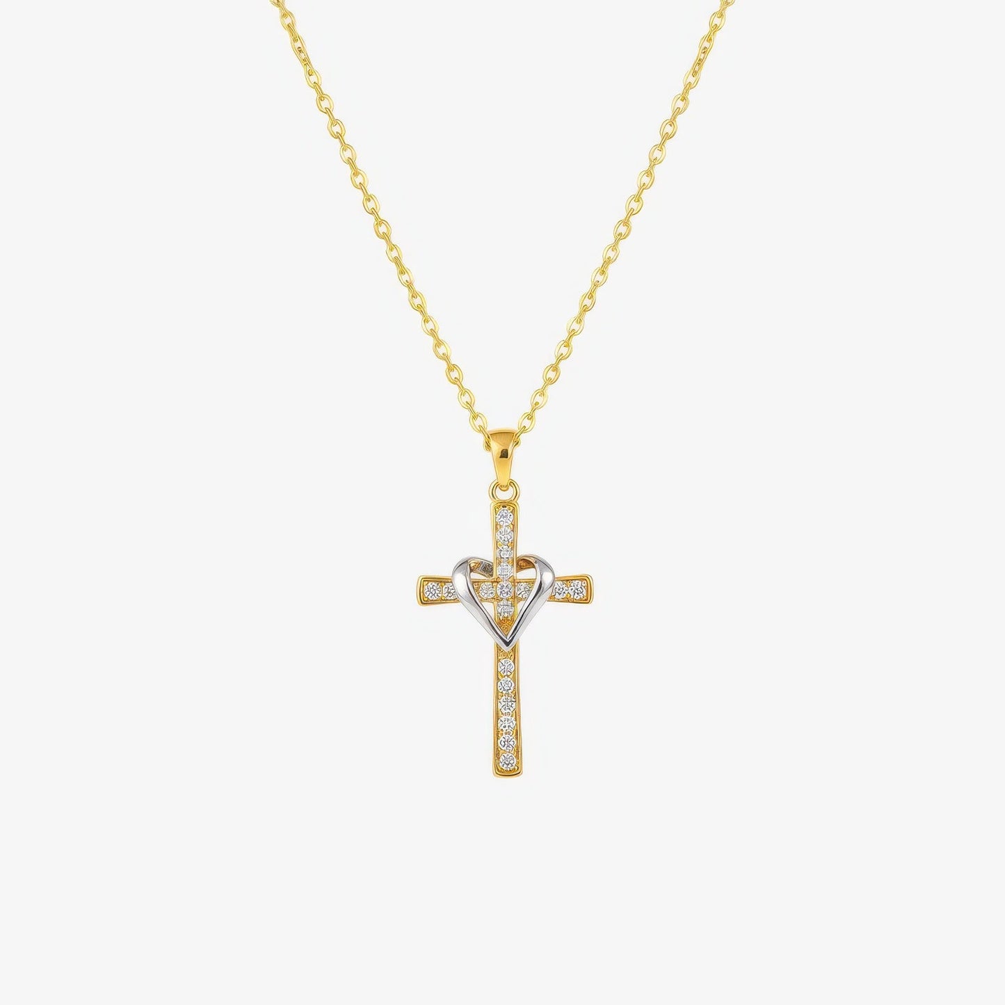 Two Tone Gold Cross Necklace Margot