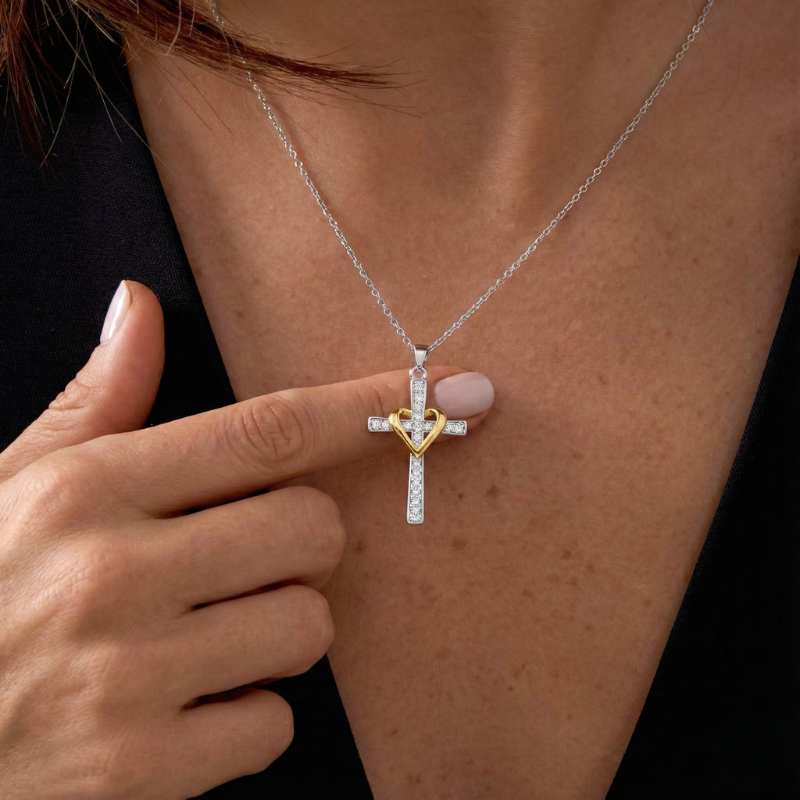 Two Tone Gold Cross Necklace Margot