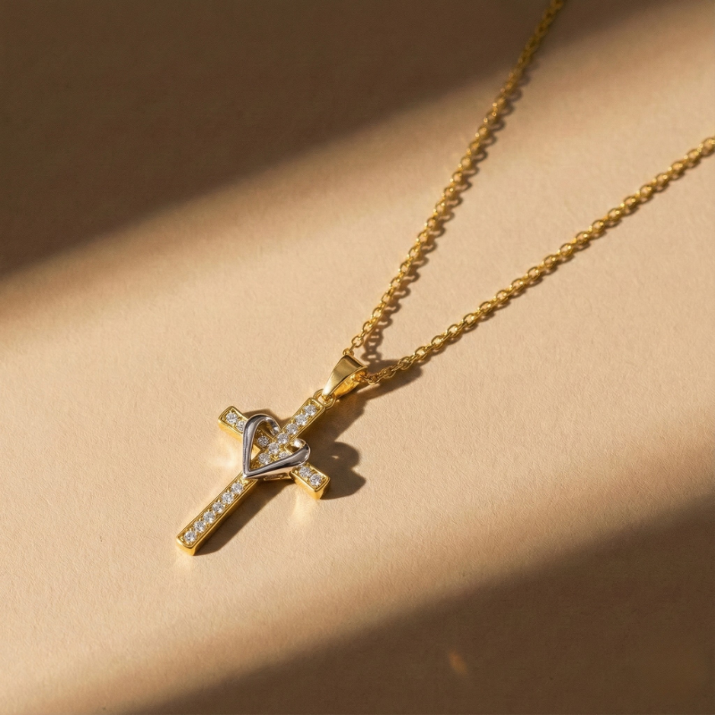 Two Tone Gold Cross Necklace Margot