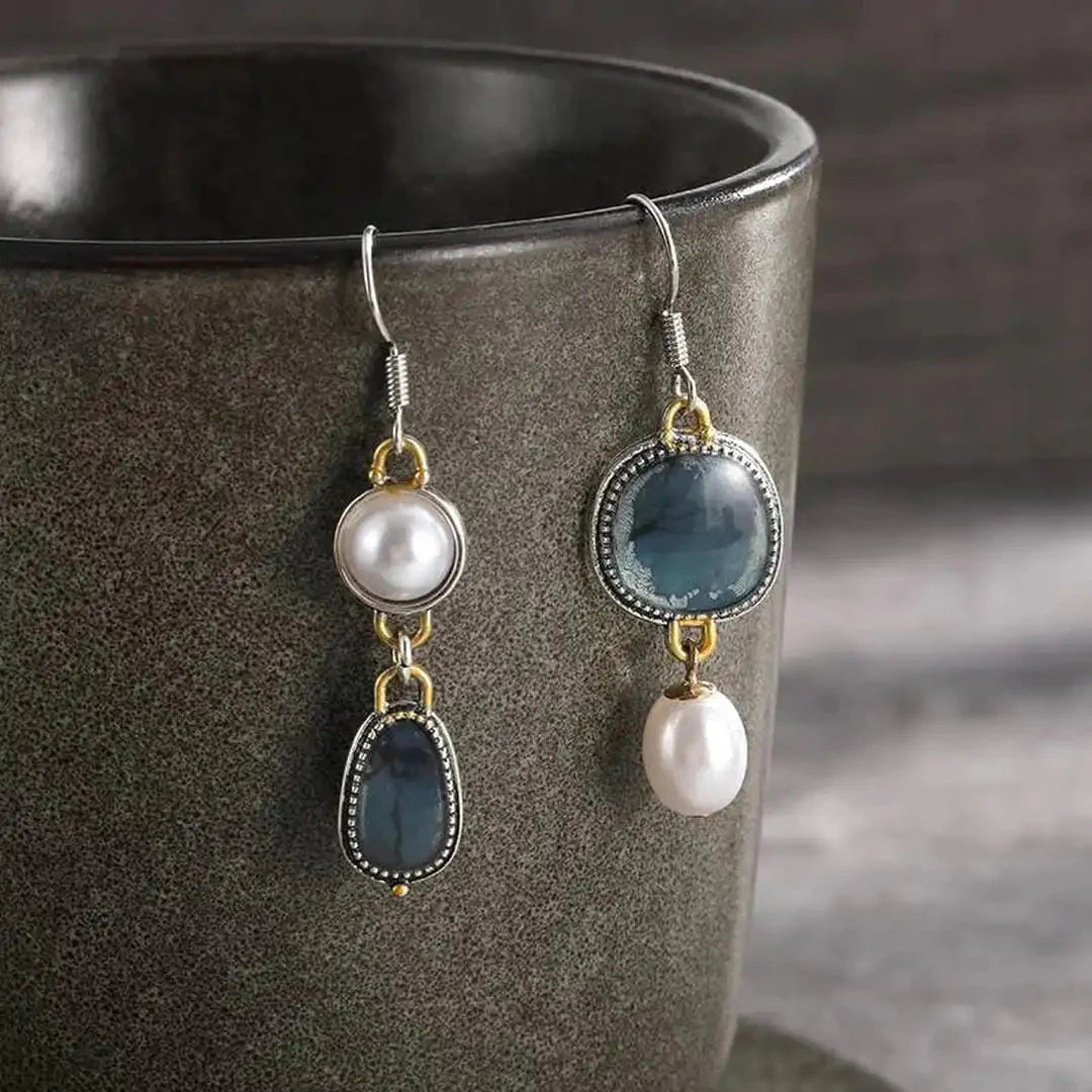 Vintage Blue Pearl Earrings Margot