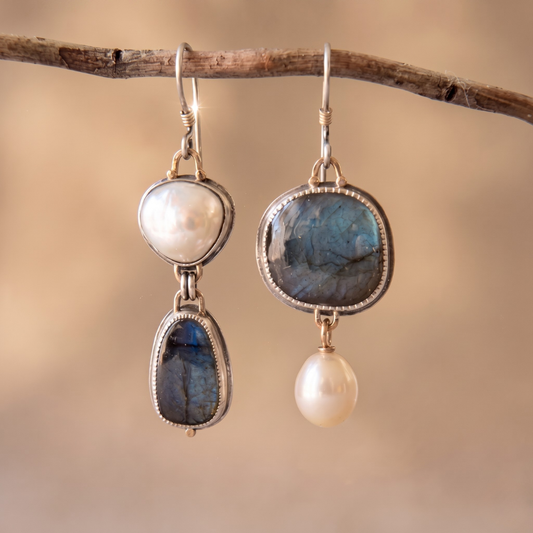 Vintage Blue Pearl Earrings Margot