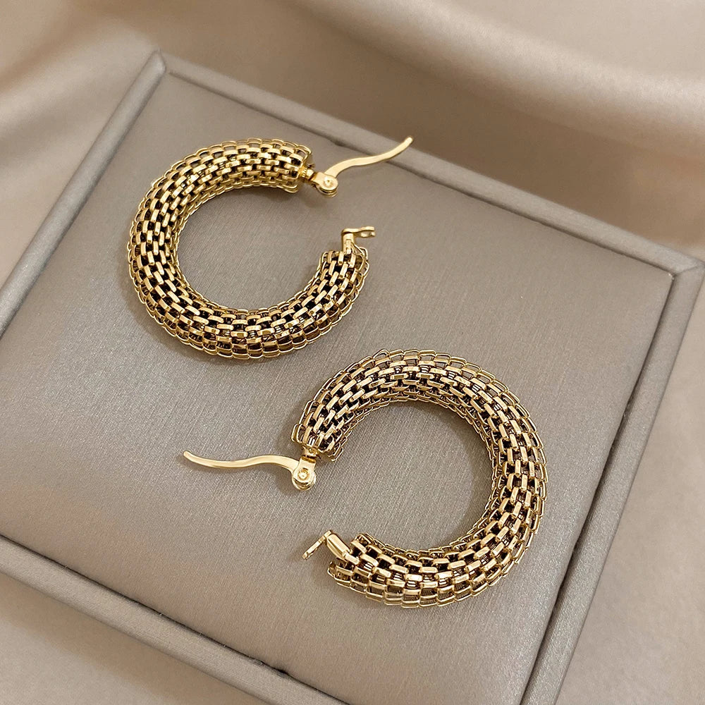Woven Gold Hoop Earrings Margot