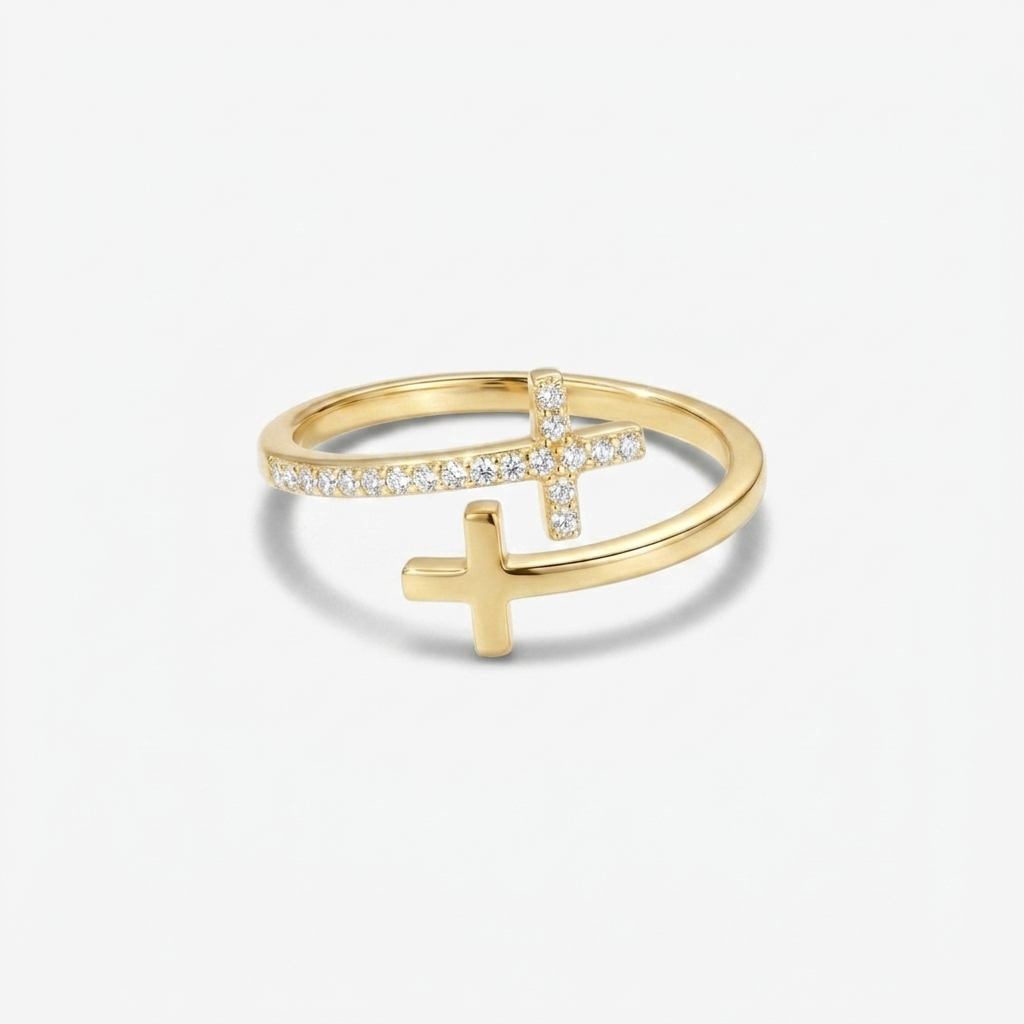 Wrapped Cross Gold Ring Margot