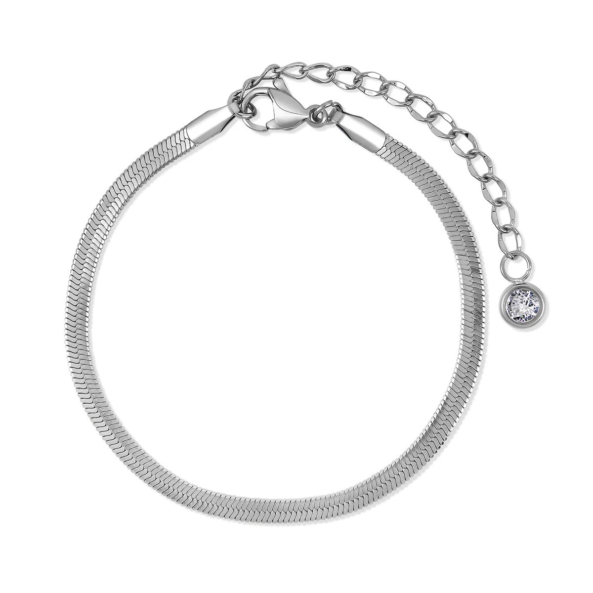 Zirconia Chain Bracelets Set Silver Margot