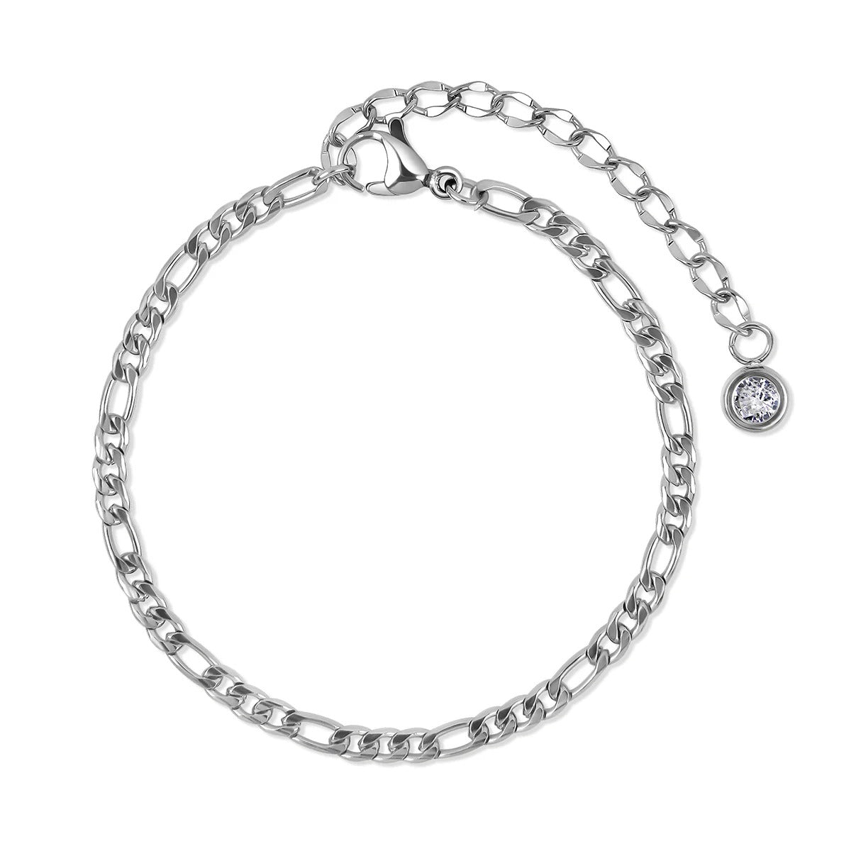 Zirconia Chain Bracelets Set Silver Margot