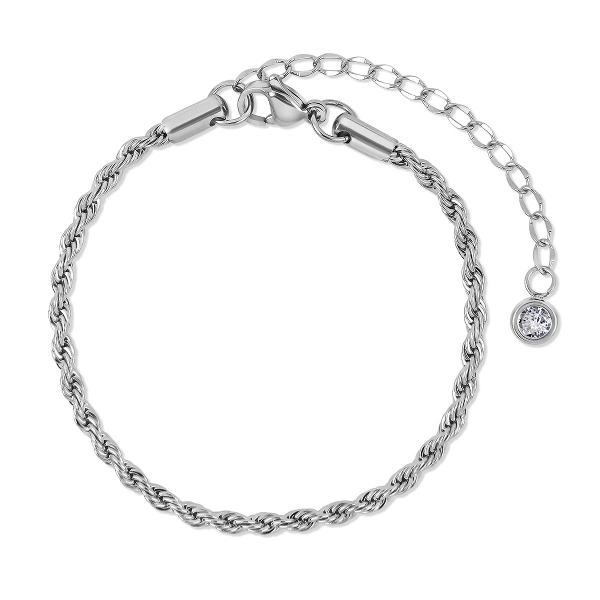 Zirconia Chain Bracelets Set Silver Margot